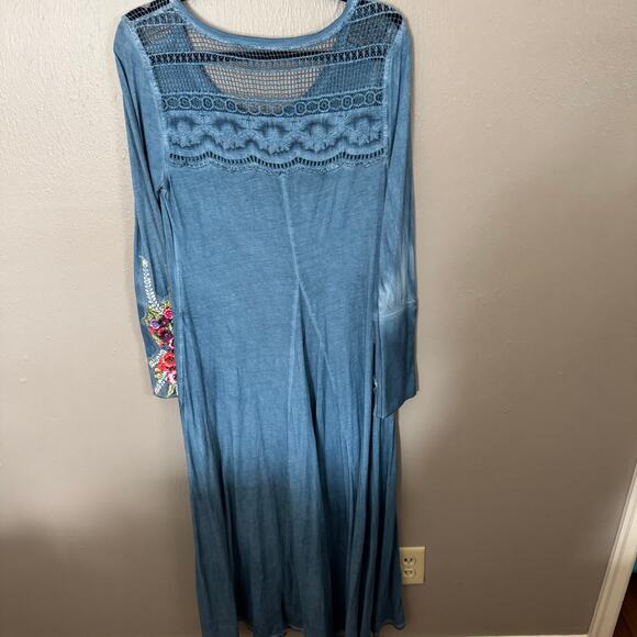 Soft Surroundings AVA Maxi Size Medium Dress Beaded EMBROIDERED Crochet - Picture 10 of 12